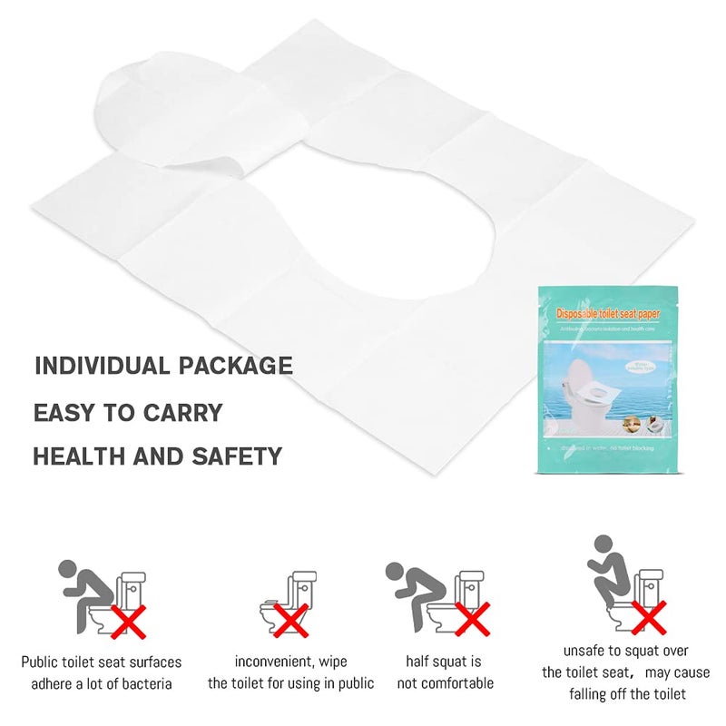 KLOLKUTTA Toilet Seat Covers Disposable, 50-Count Flushable Paper Travel Toilet Seat Covers for Adults and Kids Potty Training, Great Biodegrable Accessories for Public Restrooms, Airplane, Camping - Image 4